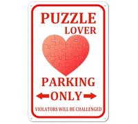 Puzzle Lover Parking Only Violators Will Be Challenged Panneau créatif rétro en métal Décoration murale pour la maison, la ferme, l'homme, la grotte - 20,3 x 30,5 cm