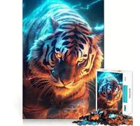 Puzzle Lumineux électrique Tiger 1000 pièces pour Adolescents, Jeu de réflexion Amusant et décontracté, Design élégant, Cadeau 38x52cm