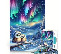 Puzzle Lumineux Hibou des neiges 1000 pièces pour Adultes, Jeu de réflexion, Passe-Temps la Maison, Bords Nets, Joli Cadeau (38x26cm)