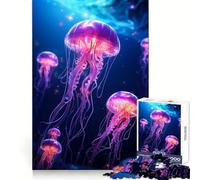 Puzzle Lumineux Méduse Néon pour Adolescents 1000 Pièces Jeu de Logique Fine Doux et Détendu Bords Nets Cadeau Premium (38x26cm)