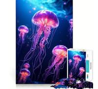Puzzle Lumineux Méduse Néon pour Adolescents 1000 Pièces Jeu de Logique Fine Doux et Détendu Bords Nets Cadeau Premium (38x26cm)