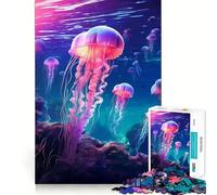 Puzzle Lumineux Méduse Néon pour Adolescents 1000 Pièces Jeu de Réflexion Loisirs Amusant Découpe Premium Cadeau Attentionné (50x75cm)