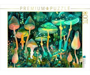 Puzzle · Luminosité des Champignons avec la Grenouille | Fantaisie de la forêt · Lueur des champignons avec la grenouille · 1000 pièces · Format assemblé 64 × 48 cm · CALVENDO Puzzle