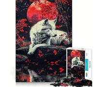 Puzzle Lune de Sang de Loup 1000 Pièces Jeu Cognitif Amusant Structure à Emboîtement Précise Activité de Renforcement des Liens avec Les Êtres Sociaux (38x26cm)