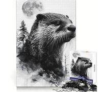 Puzzle Lune Double Exposition Loutre 1000 Pièces pour Adolescents Jeu de Dépendance et d'Expérience Découpe Précise (38x52cm)