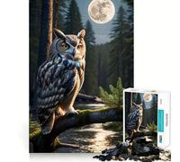 Puzzle Lune et Forêt des Hiboux 1000 Pièces pour Adultes Jeu Cognitif et de Partage Motif à Assembler Cadeau de Noël (38x26cm)