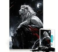 Puzzle Lune Lion Blanc 1000 Pièces Jeu Cognitif Amusant Découpe de Haute Précision Cadeau Unique Anti-Stress (38x52cm)