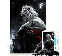 Puzzle Lune Lion Blanc pour Adultes,1000 pièces,Jeu de mémoire,Assemblage sécurisé et Solide,Jeu de Construction de Liens significatifs (50x75cm)