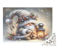 Puzzle Lutin de Noël 1000 pièces 70x50cm Papier recyclé pour Adultes Art de Lanterne d'hiver Jeu Amusant Exerce Les Compétences Manuelles Cadeaux pour Hommes