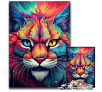 Puzzle Lynx coloré de 1 000 pièces, Puzzle Difficile pour Adultes et Adolescents, soirée de Jeux en Famille, idée Cadeau stimulante pour Le Cerveau 50x75cm / 19,68x29,52 Pouces