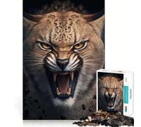 Puzzle Lynx en colère 1000 pièces,Jeu de Construction,Ajustement Parfait,activité gratifiante pour Les Jours de Pluie (38x26cm)