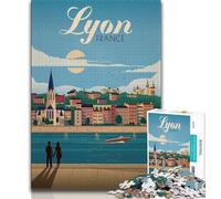 Puzzle Lyon 1000 pièces pour Adultes, Jouets éducatifs et éducatifs, Jeux familiaux avec Affiche et fiche de Questions-réponses Assorties 50x75cm