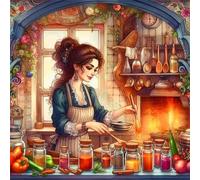 Puzzle Madame Cuisinière de 120 Pièces pour Adultes, Puzzles 120 pièces Adultes, Jigsaw Puzzle d'art pour Défi, Puzzles Coloré à Faire soi-même pour la Décoration de la Maison