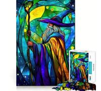 Puzzle Magicien des vitraux pour Adultes, 1000 pièces, Jeu Intelligent, Anti-Stress, Motif à Assembler, Cadeau touchant 38x52cm
