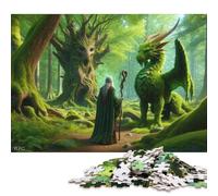 Puzzle Magicien et Dragon Vert dans la Forêt - Puzzle de 1000 pièces en Bois pour Adultes 1000 pièces (75 x 50 cm)
