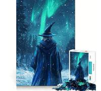 Puzzle Magicien sous Les aurores boréales 1000 pièces Jeu de réflexion Amusant et Stimulant Pièces Parfaitement emboîtables Cadeau d'anniversaire Casse-tête (38x52cm)