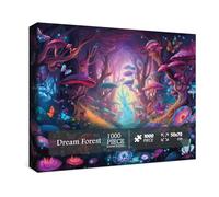 Puzzle magique de forêt champignon 1000 pièces pour adultes, puzzle d'art phosphorescent papillon, fleur pailletée, puzzle de collage comme jeu familial