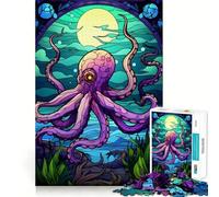 Puzzle Magique de la mer Octopus 1000 pièces pour Adolescents, Jeu de réflexion et de développement Mental, Design paisible et Amusant, Cadeau Unique (50x75cm)
