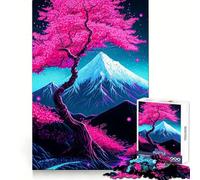 Puzzle Magique Japonais en Forme de Fleur de Cerisier pour Adultes,1000 pièces,découpe Lisse,idéal pour Un Plaisir Lumineux et Une Concentration optimale (38x26cm)