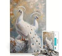 Puzzle Magique Paon Blanc 1000 pièces pour Adolescents Jeu de logique et d'adresse Décoration Murale Amusante et Facile à découper (50x75cm)