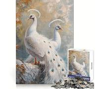 Puzzle Magique Paon Blanc 1000 pièces pour Adultes Jeu de réflexion Stimulant Temps de détente Bords précis Cadeau Exquis (38x26cm)
