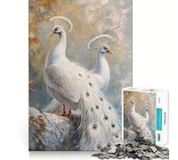 Puzzle Magique Paon Blanc 1000 pièces pour Adultes Jeu de réflexion Stimulant Temps de détente Bords précis Cadeau Exquis (38x26cm)