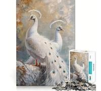 Puzzle Magique Paon Blanc pour Adultes, 1000 pièces, Jeu de logique Solide, Jeu apaisant, Bords Nets, Cadeau Artistique (38x52cm)
