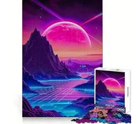 Puzzle Magique rétro Paysage Lunaire 1000 pièces pour Adolescents, Puzzle Memory Fit, Jeu de société épais et soigné, Cadeau de Noël 38x26cm