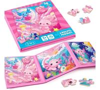Puzzle MagnéTique Axolotl pour Enfants,36 Puzzles De Voyage pour Les Enfants De 3 à 8 Ans,Puzzle De Fille AméLiorer L'Intelligence,ActivitéS Avion