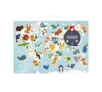 Janod - Puzzle magnétique en bois Minikids - 40 aimants en forme d'animaux