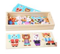 Puzzle Magnétique De Jeu D'Habillage | Jouets Éducatifs Précoces pour la Motricité Fine | Puzzle en Bois de la Famille Ours à Habiller - pour Garçons et Filles