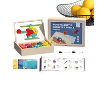 Puzzle magnétique en Bois avec Motifs - Puzzle Tangram et Ensemble de créatif | Comprend 300 Cartes de Questions, des Cartes Stylo et scène, pour Les âgés 3 à 8 Ans pour promouvoir