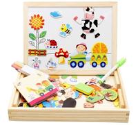Puzzle Magnétique en Bois Blanc - Tableau Éducatif Animaux - 100-200 Pièces - Pour Enfants de 3 Ans et Plus