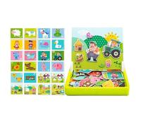 Puzzle Magnétique - Jeux de Société Amusants Double Face - Puzzles De Ferme Jouets D'Activité pour - pour Garçons Maternelle École À La Maison Salle De Jeux Voyage en Voiture Anniversaire