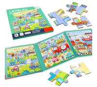 Puzzle Magnétique pour Enfants 3 à 8 Ans, Éducatif Magnétique Puzzle, Puzzles Enfant, Jouet d'activités de Dinosaures/Histoires/Transport, Aimant d'apprentissage, Cadeau pour Voyage en Voiture
