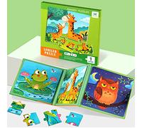 Puzzle Magnétique pour Enfants avec Livre Pliable,Montessori Puzzle Enfant Quiet Book,Livre de Puzzle Assorti,Jouet Puzzle en Enfants Puzzle Jeu De Voyage,Puzzle Enfant 2 3 4 Ans（Animal）