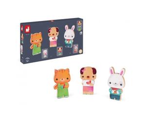 Puzzle Magnétiques Animaux de Compagnie en Bois - Chat, Chien et Lapin