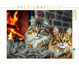 Puzzle · Main Coons - Câlins au Coin du feu | Portrait magique · 1000 pièces · Format assemblé 64 × 48 cm · CALVENDO Puzzle
