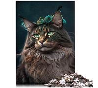 Puzzle Maine Coon 1000 pièces en Bois Impossible Puzzle 19,7 x 29,5 Pouces pour Adultes et Enfants