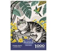 Puzzle Maine Coon 1000 Pièces en Carton pour Adultes Enfants Jeu D'Intelligence Puzzle Maine Coon Plantes Fleurs Cadeau Enfant Décoration Intérieure 70x50cm/1000pcs