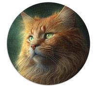 Puzzle Maine Coon 1000 pièces pour Adultes Puzzle Rond 1000 pièces Jeu pour Adultes Cadeau Jeu interactif Familial Défi cérébral Cadeau 67,5 x 67,5 cm