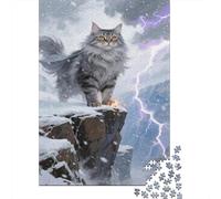 Puzzle Maine Coon Qui Compte 1000 Pièces pour Adultes,Snowy Tempête Un Jeu De Dexérité Très Difficile Puzzle en Bois Jeu ÉduChatif avec des Défis Jeu ÉduChatif 1000pcs (75x50cm)