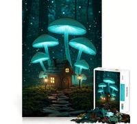 Puzzle Maison Champignon dans la Forêt pour Adolescents 1000 Pièces Think Toy Apaisant et Amusant Art aux Découpes Nettes Collection (50x75cm)