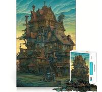 Puzzle Maison Mystère pour Adultes 1000 Pièces Jeu de Concentration et de Détente Bordure Stricte Père Noël Vœux (38x52cm)