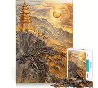 Puzzle Majesté du Temple de la Montagne pour Adultes, 1000 pièces, Jeu d'exercice Mental, Divertissement d'intérieur, découpe de précision, Cadeau de Vacances (38x26cm)