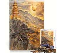 Puzzle Majesté du Temple de la Montagne pour Adultes, 1000 pièces, Jeu d'exercice Mental, Divertissement d'intérieur, découpe de précision, Cadeau de Vacances (38x26cm)