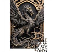Puzzle Majestic Dragon Monarch 1000 pièces pour adolescents, cadeaux, puzzles en bois pour adultes, jeux éducatifs pour la maison, jouets de bricolage, 1000 pièces (75 x 50 cm)