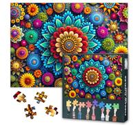 Puzzle Mandala - 1000 pièces - Design floral abstrait - 50 x 70 cm - Puzzle de qualité supérieure - Couleurs intenses - Pour la méditation et l'art mural