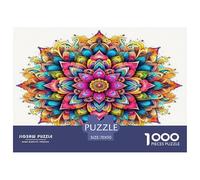 Puzzle Mandala Fleur 1000 Pièces - Cadeau Adulte - Mandala Coloré et Complexe - Jeu Éducatif Décompression Mural - 70x50cm/1000 pièces