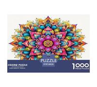 Puzzle Mandala Fleur 1000 pièces éducatif et détente - Mandala Vibrant, kaléidoscope Complexe, décoration Murale et Cadeau pour Adultes 38x26cm